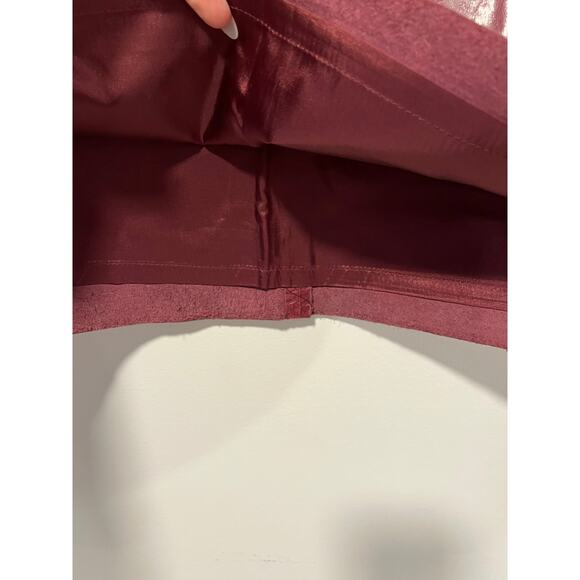 Banana Republic Burgundy Leather Skirt Knee Length Lined w Tie Belt Size 4 JL - Picture 9 of 11